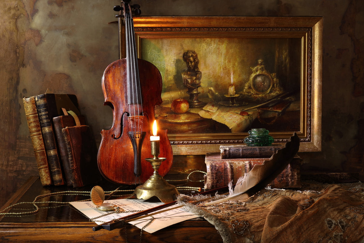 framedcanvas-print-still-life-with-violin-and-painting-ii