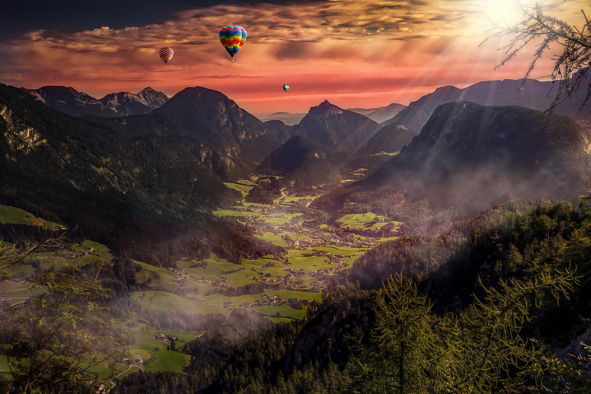 poster-print-hot-air-balloons-in-the-sunset