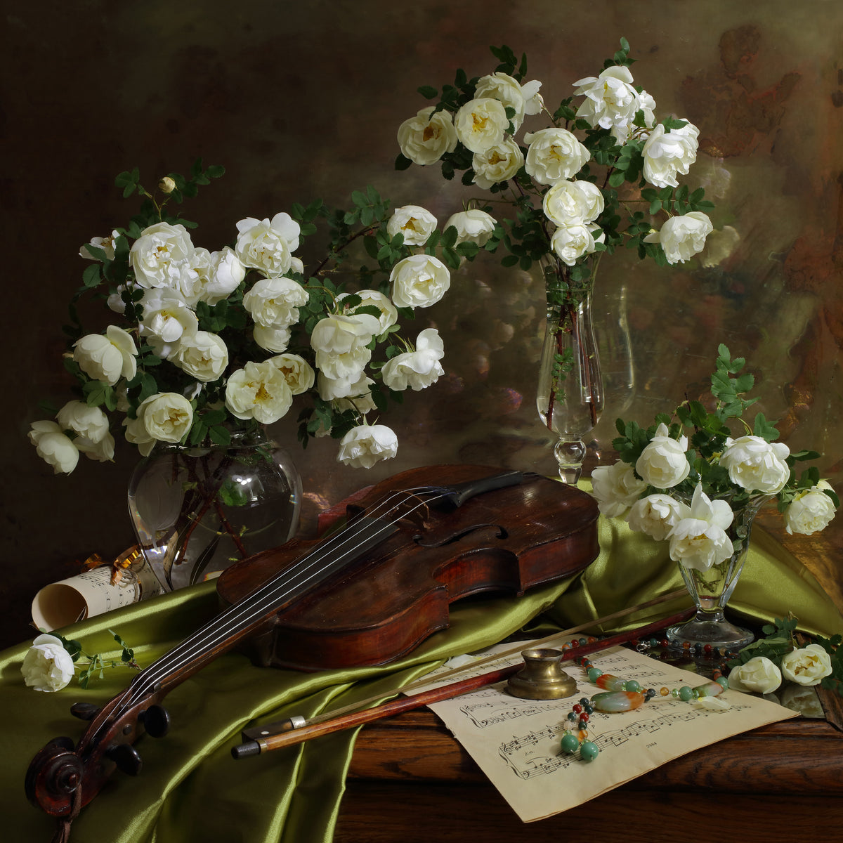 aluminium-print-still-life-with-violin-and-flowers