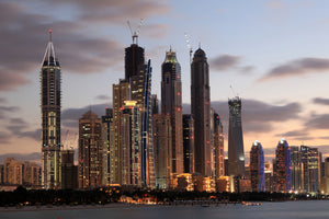 3-piece-aluminium-print-skyline-dubai-at-sunset