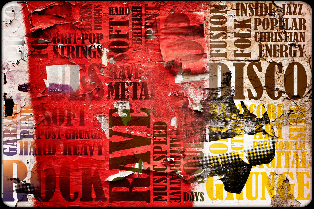 aluminium-print-music-text-in-grunge-style