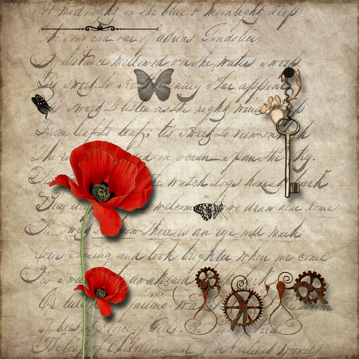 4-piece-aluminium-print-retro-document