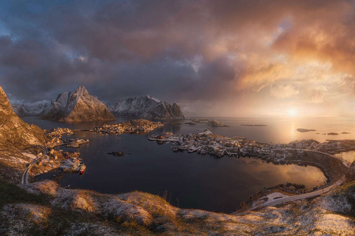 modern-3-piece-canvas-print-sunrise-over-reine