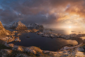 modern-3-piece-aluminium-print-sunrise-over-reine