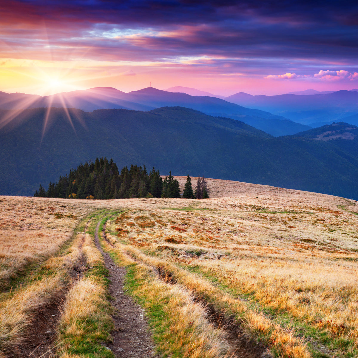 9-piece-aluminium-print-sunset-in-the-mountain-scenery